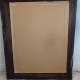 Wooden mirror with patinated beige knot