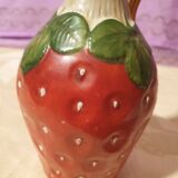 Old strawberry liqueur service carafe 6 small porcelain cups biscuit barbotine