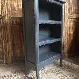 Antique mini oak bookcase – small 19th-century library with slate patina, a lovely rarity.