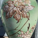 Pair of vintage 20th century Japanese Satsuma vases in decorated ceramic