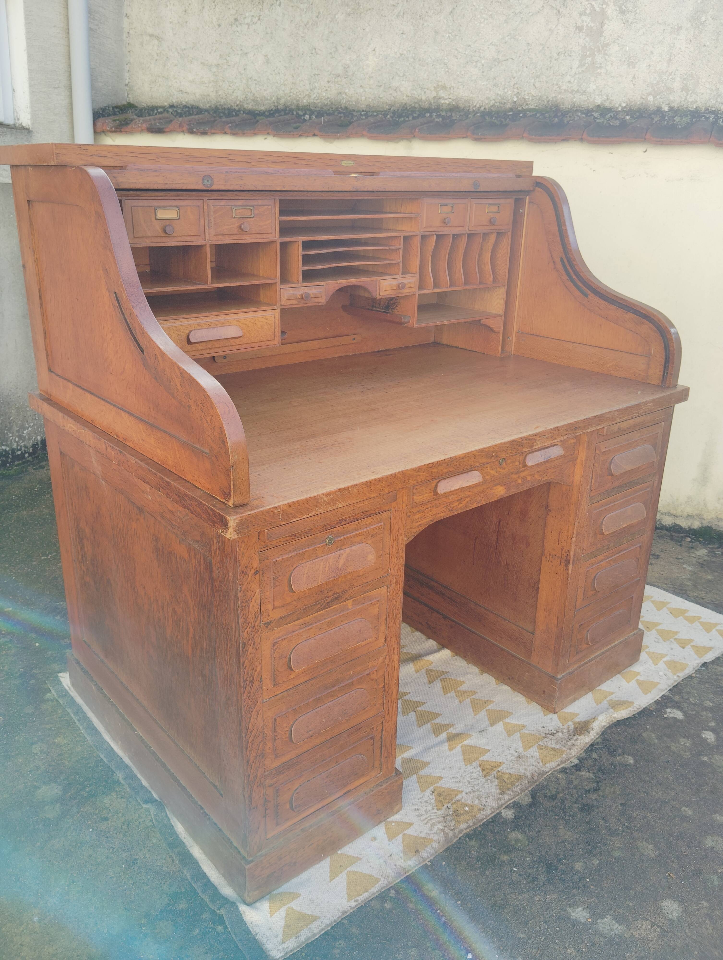 American desk with a "roll top" curtain