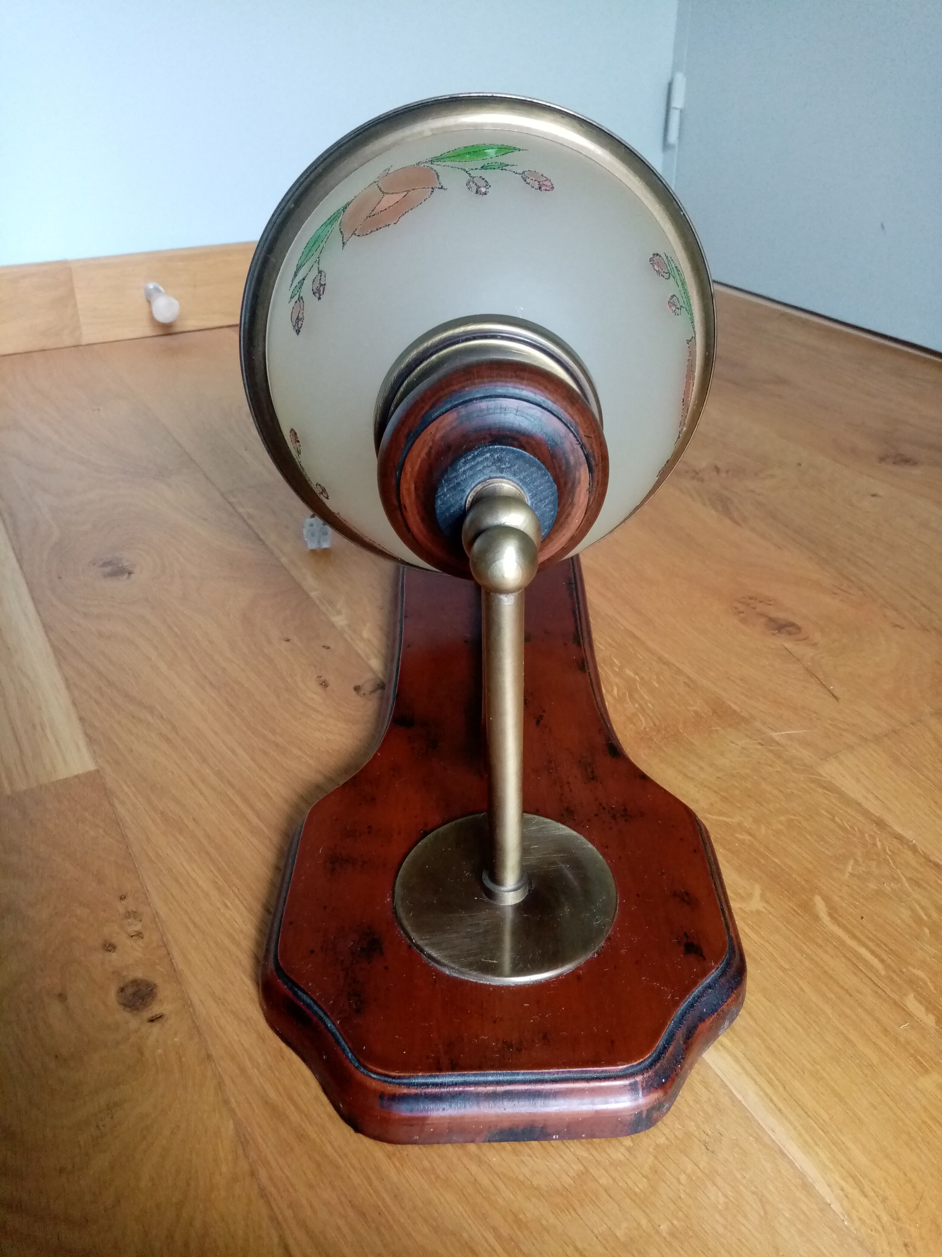 Wood brass glass sconce