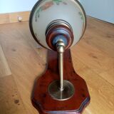 Wood brass glass sconce