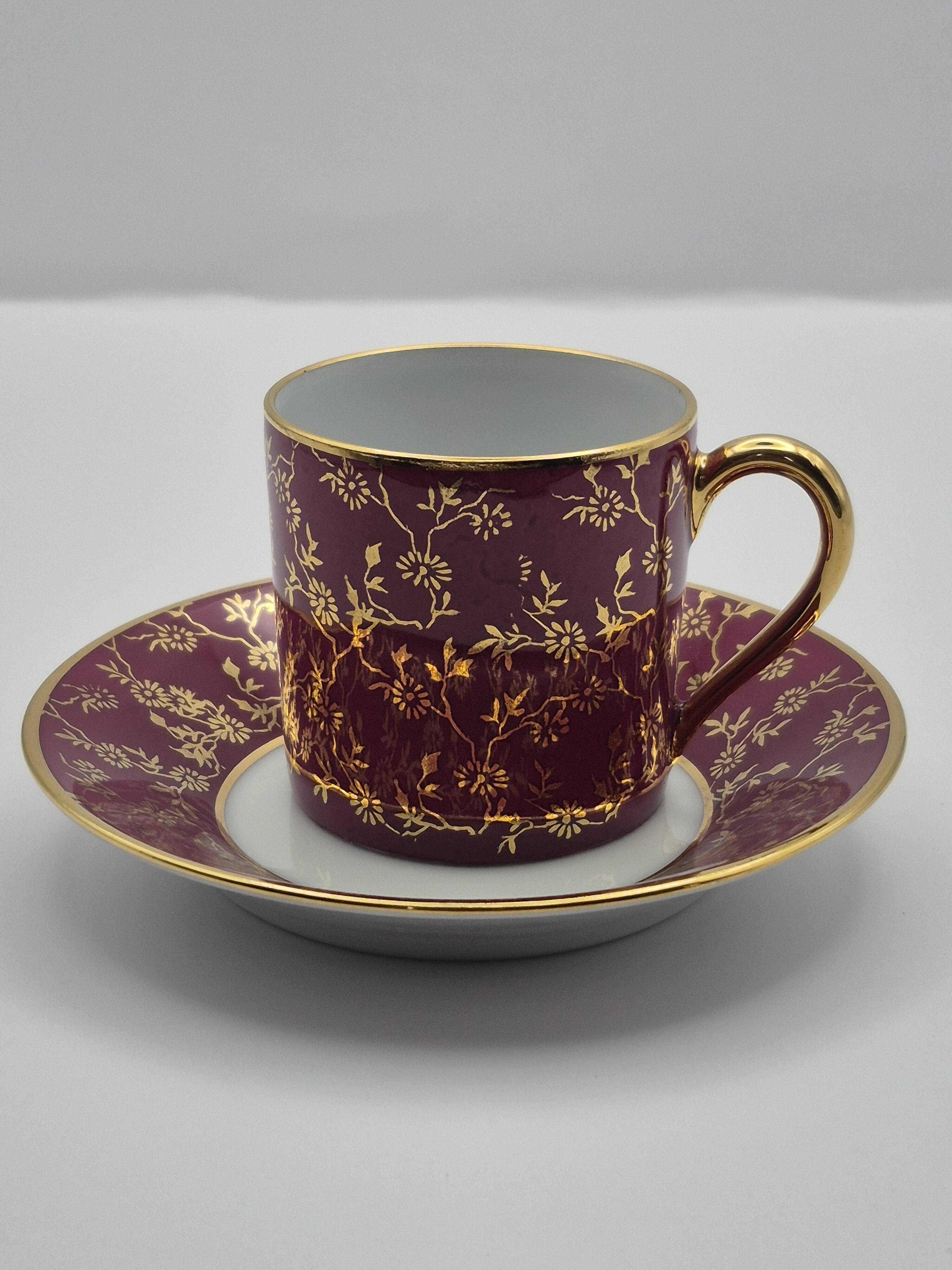 Set of 6 multicoloured moka cups in Limoges fine porcelain.