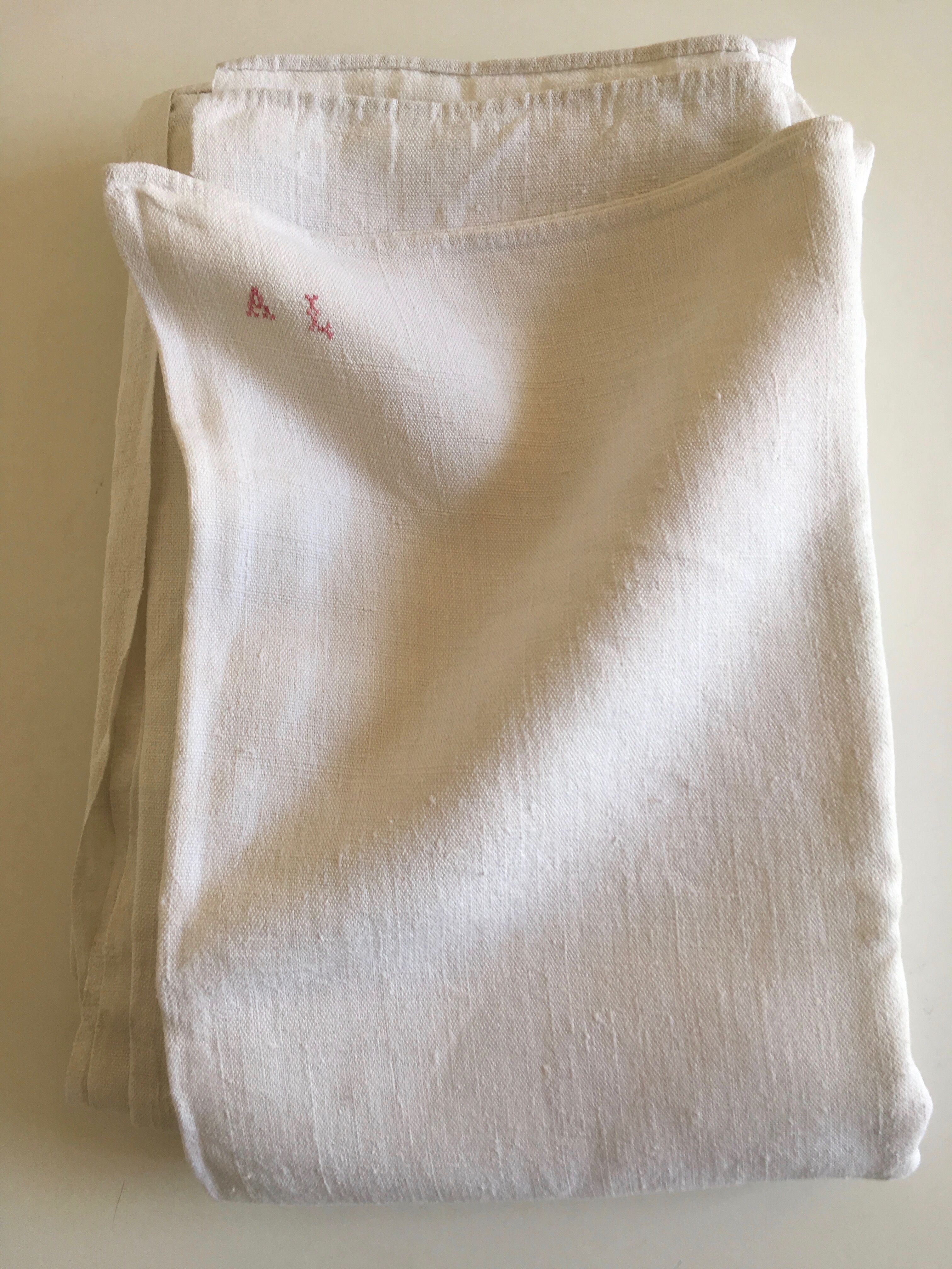 19th farm top in large raw linen cloth