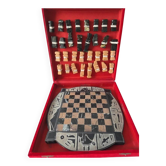 Vintage chess stone rounded board Egyptian