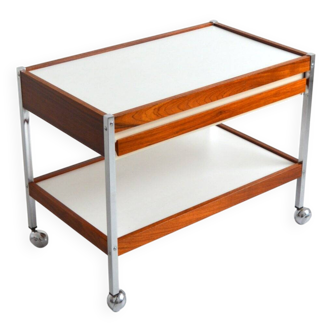 Scandinavian serving trolley / Trolley on wheels with drawer 1960s