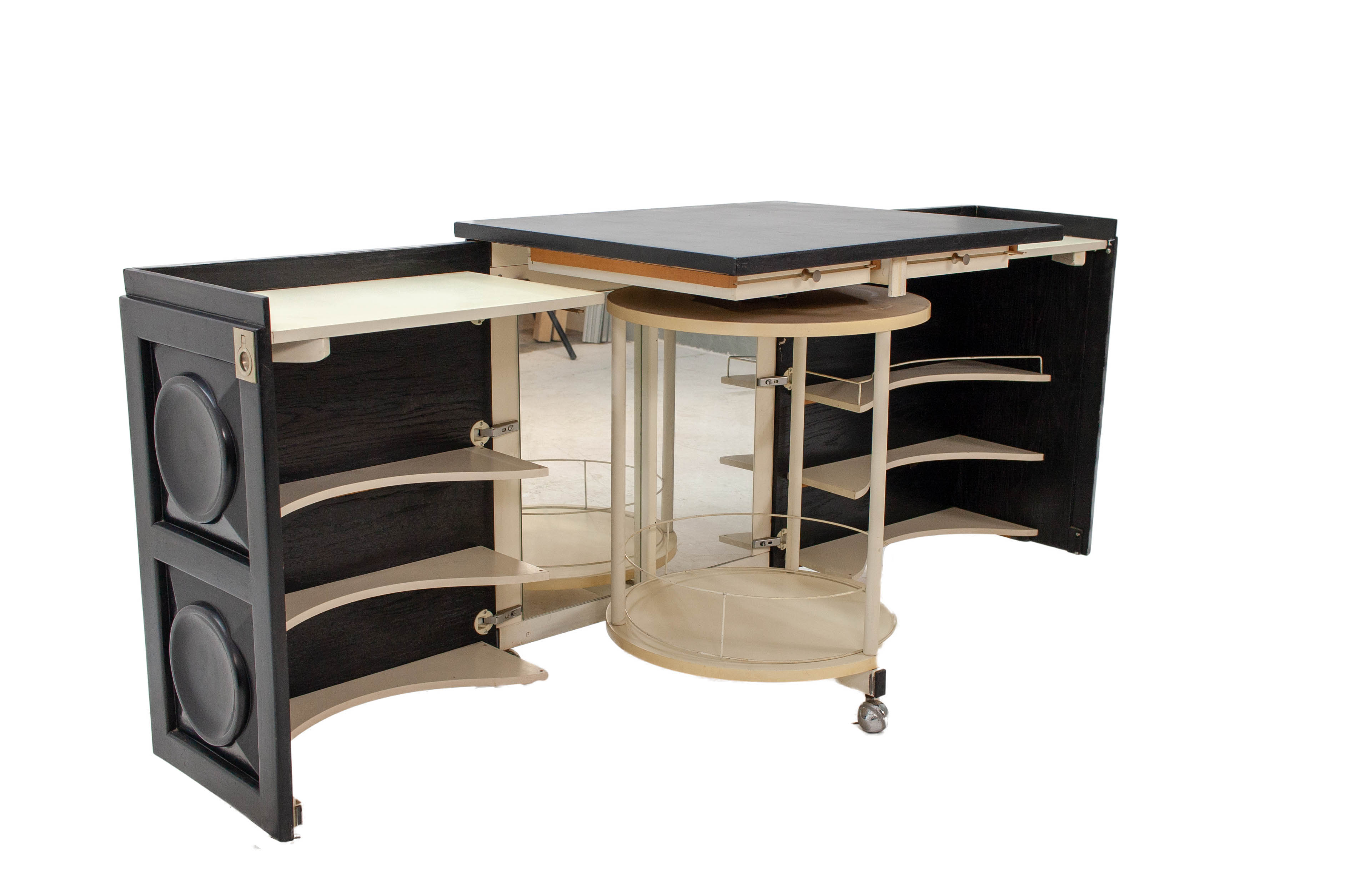 Brutalist bar in ebonized oak, Belgium, 1970