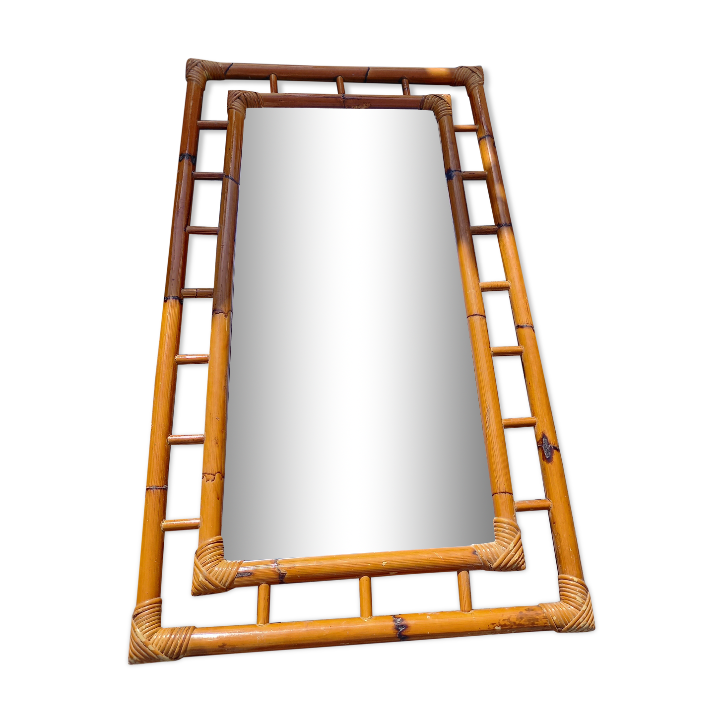 Rectangular rattan mirror