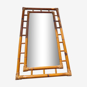 Miroir rectangulaire en rotin