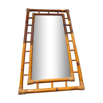 Rectangular rattan mirror