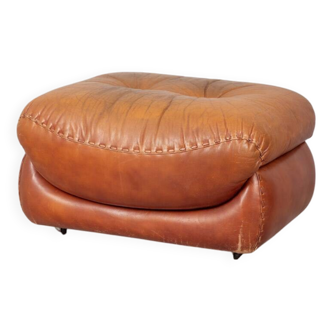 Vintage footstool pouf 70s in leather mod. "sapporo" design mobil girgi