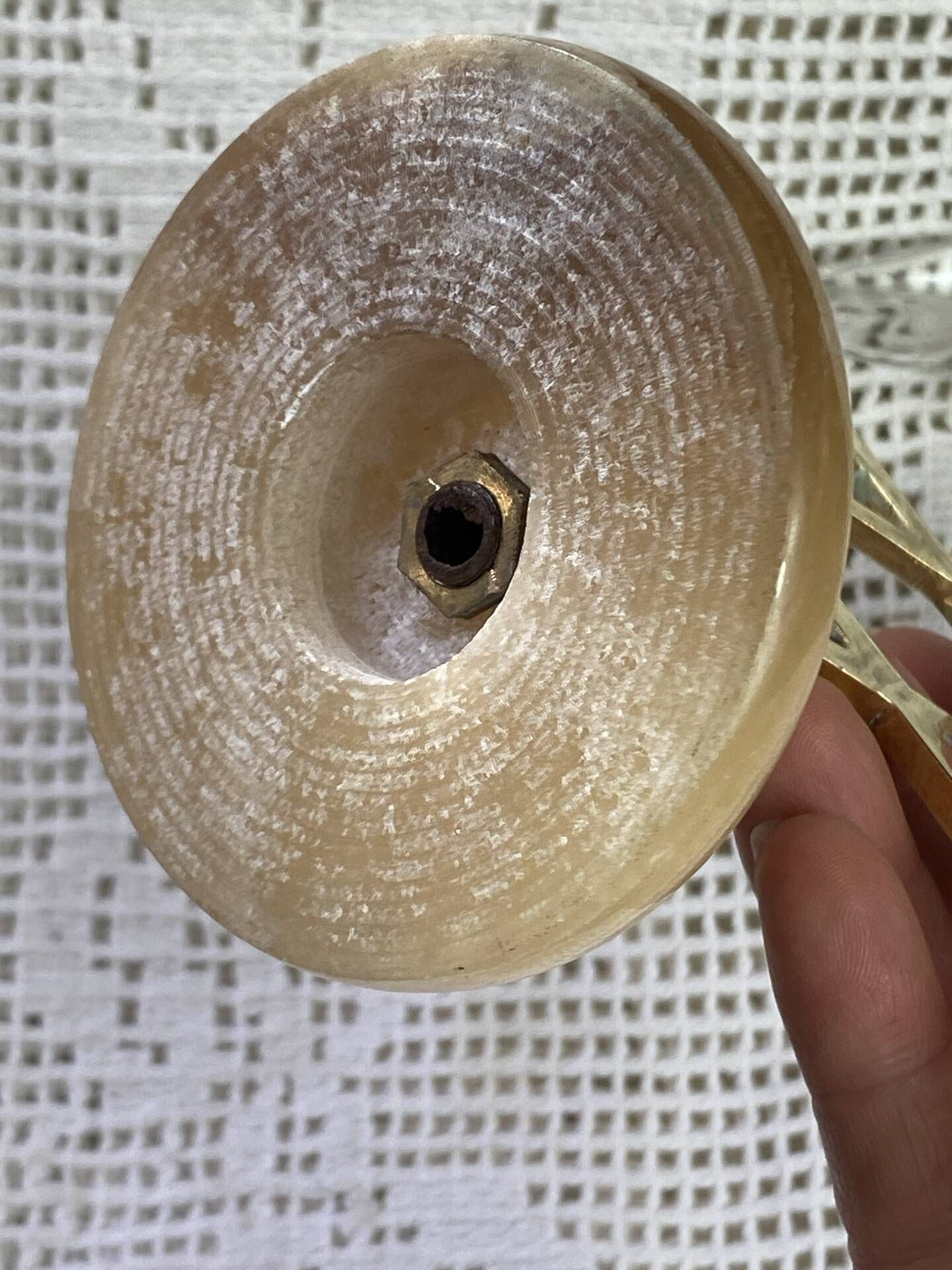 Brass and onyx candlestick