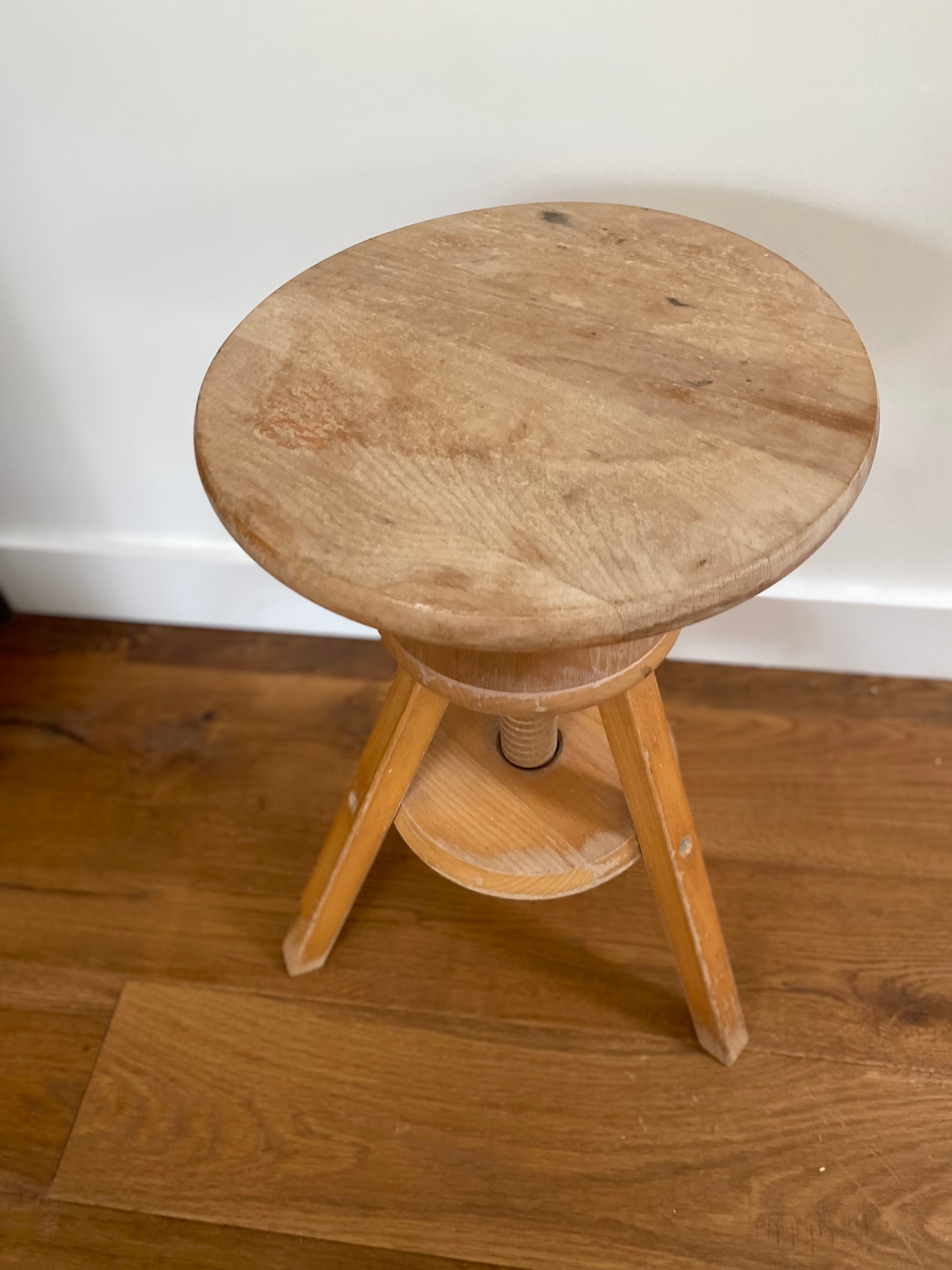 Watchmaker's stool in patinated antique wood