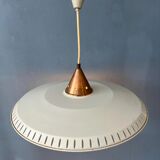 Vintage Louis Kalff enamel opaline glass pendant lamp
