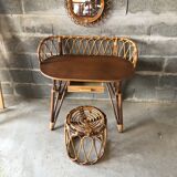 Vintage rattan dressing table 1960