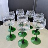 8 Alsace white wine glasses Luminarc screen-printed decor