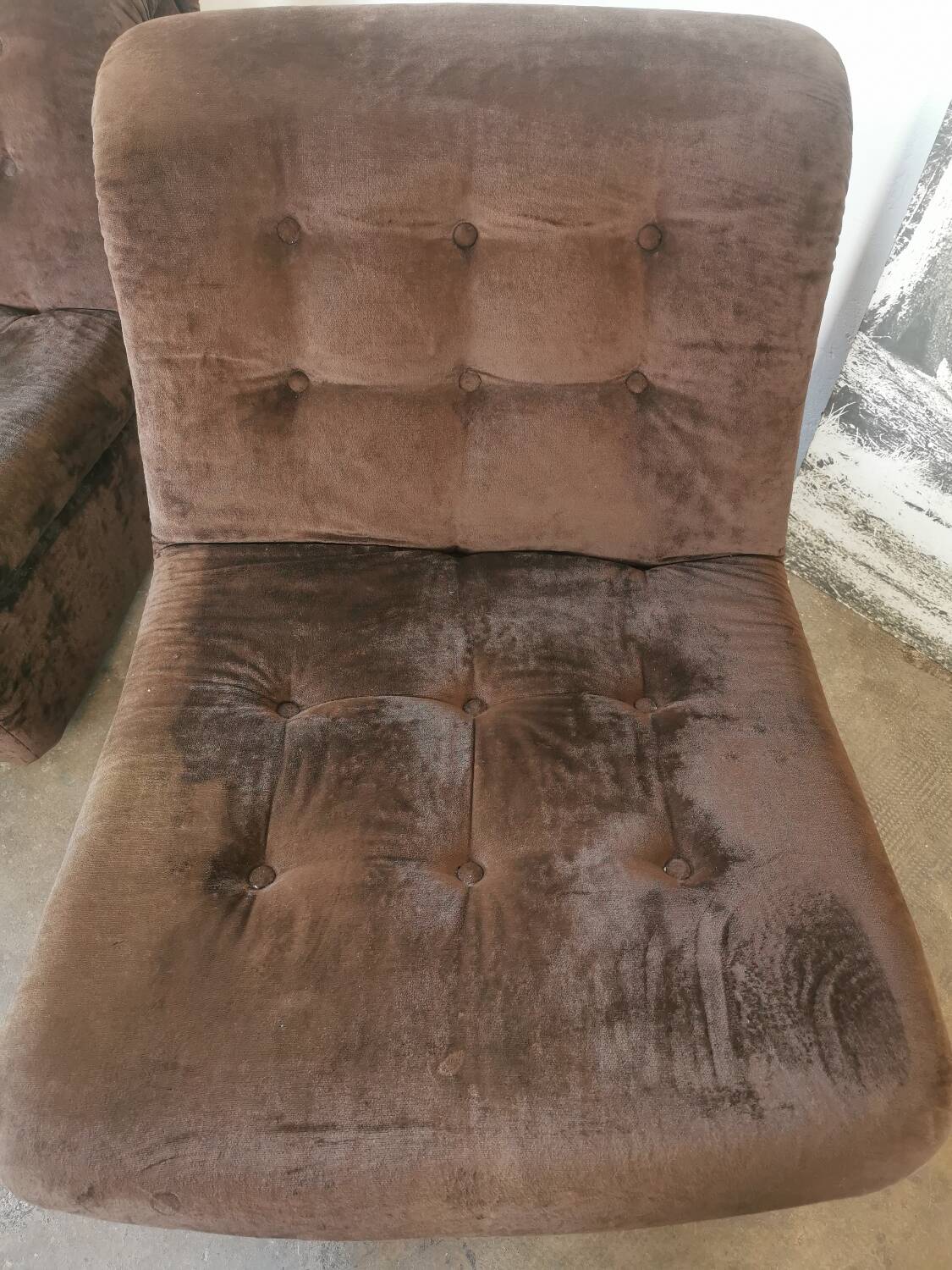 Pair of velvet armchairs from the 70s/80s
