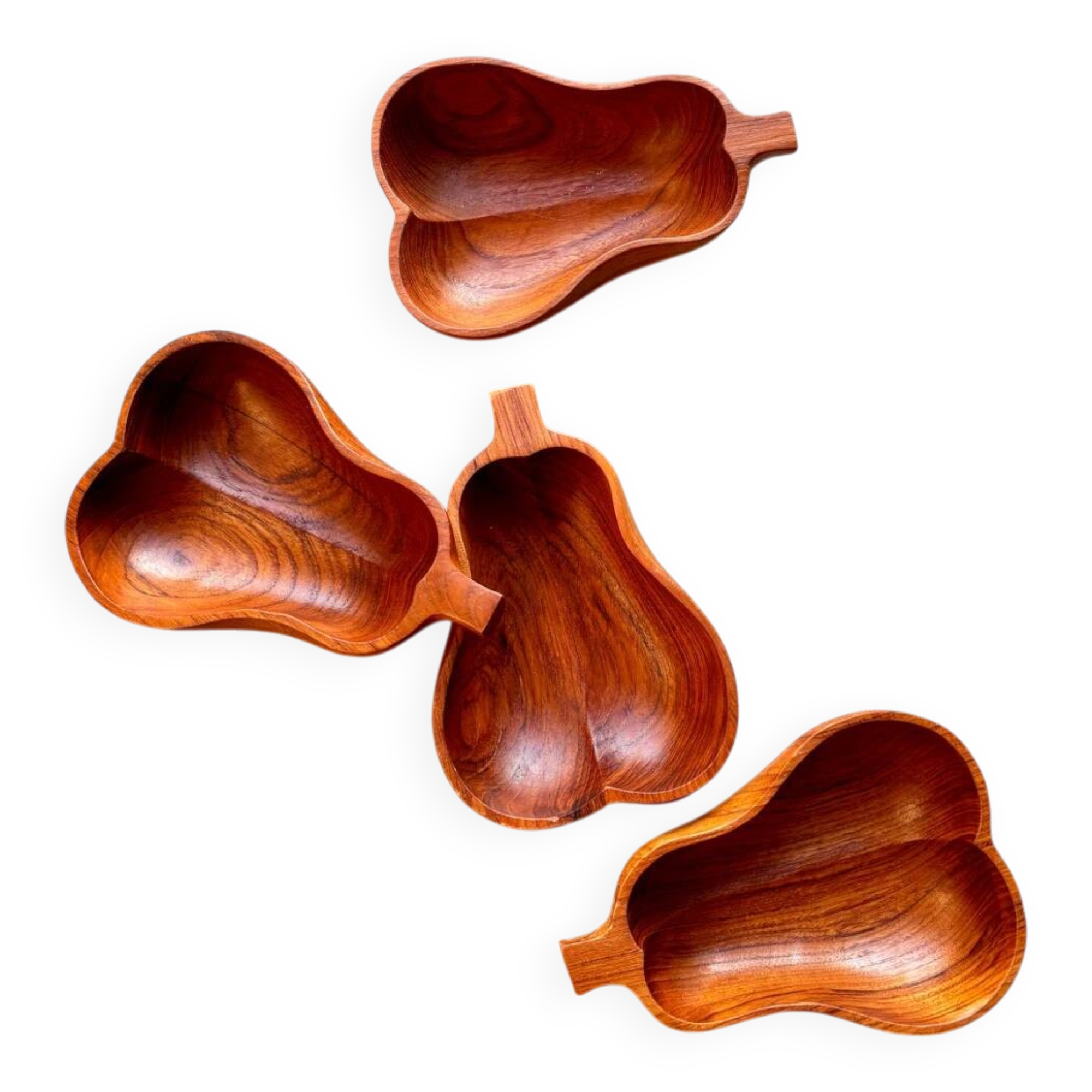 Vintage pear-shaped teak bowl