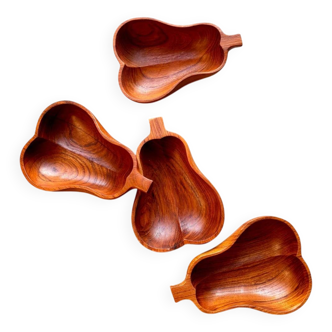 Vintage pear-shaped teak bowl