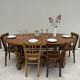 Oak dining table, oval living room table with two extensions.