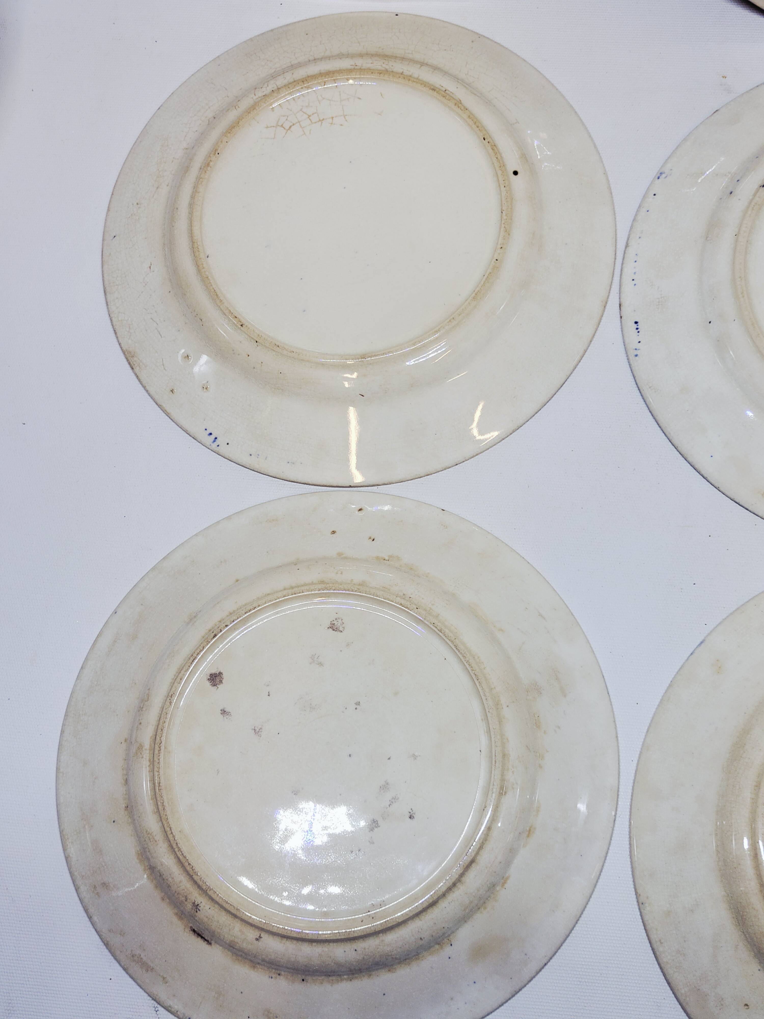 9 Antique Plates 19th Century Blue Willow Pattern Chinese Blue Decor