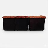 Modular Sofa Set (7 Pieces) — Velour Upholstery in Red-Orange Floral Patter