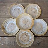 Set of 6 deep plates in stoneware Niderviller model Fauve from the 1960s.