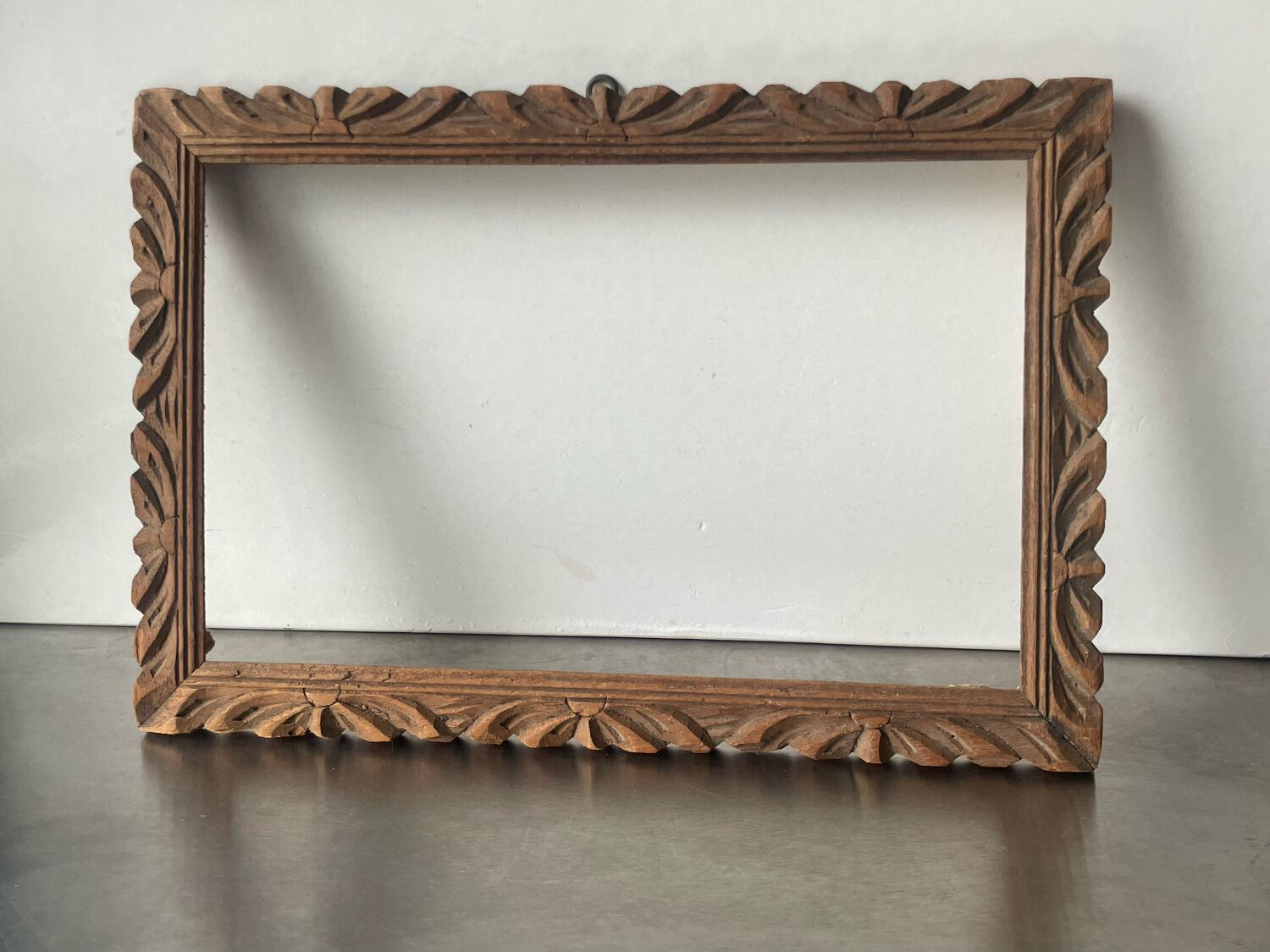 Handcarved frame solid wood 32 cm x 22  cm opening measurements 27 cm x 17 cm