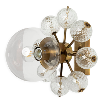 1970s wall lamp / sconce from kamenicky senov in handblown glass and brass