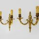 Old pair of bronze double-light wall sconces. 60s