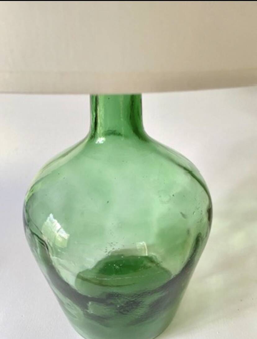 Glass lamp, new 2M fabric cable, lampshade