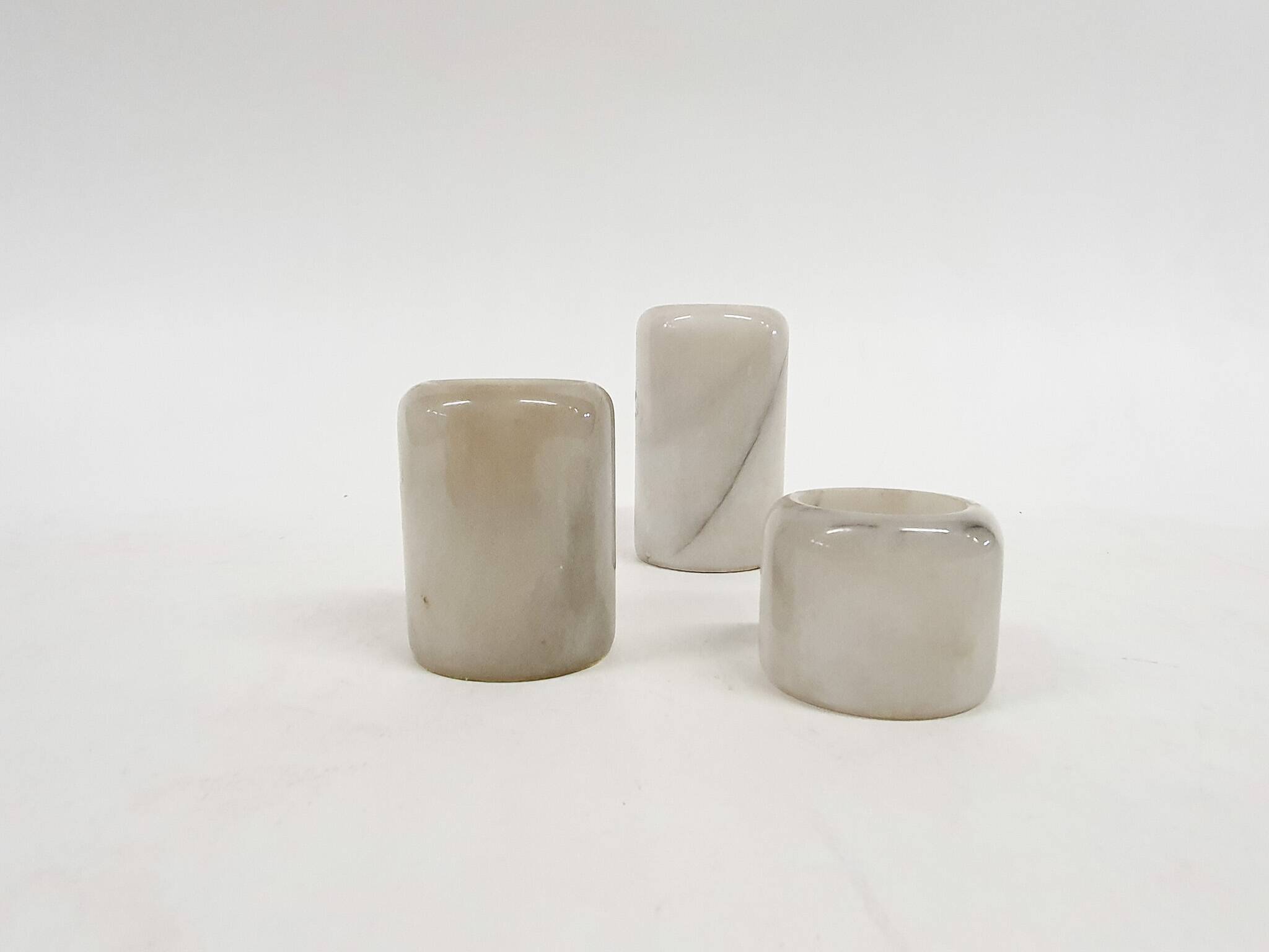 Set of three marble candle sticks, Italy 1970's