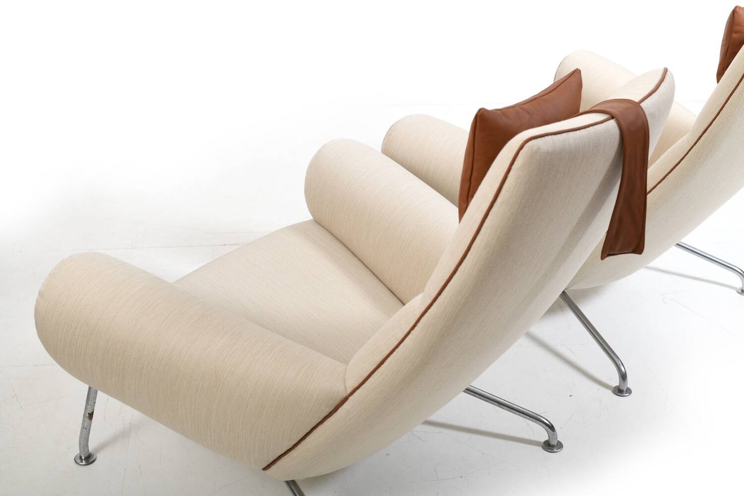 Early Pair Hans Wegner Queen Chairs by Johannes Hansen c.1960 / New Upholst