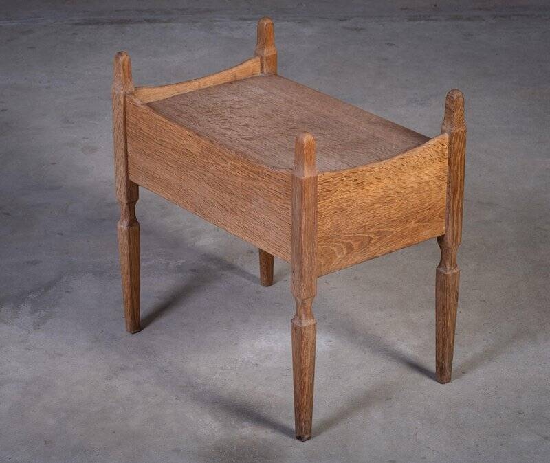 Brutalist Oak Bedside Tables attributed to Henning Kjærnulf, 1970s, Set of 2