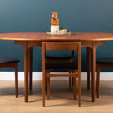 Retro teak 1960s round nathan dining table & space saving 4 chairs