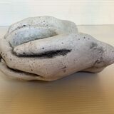 Hand candle holder gray black stone