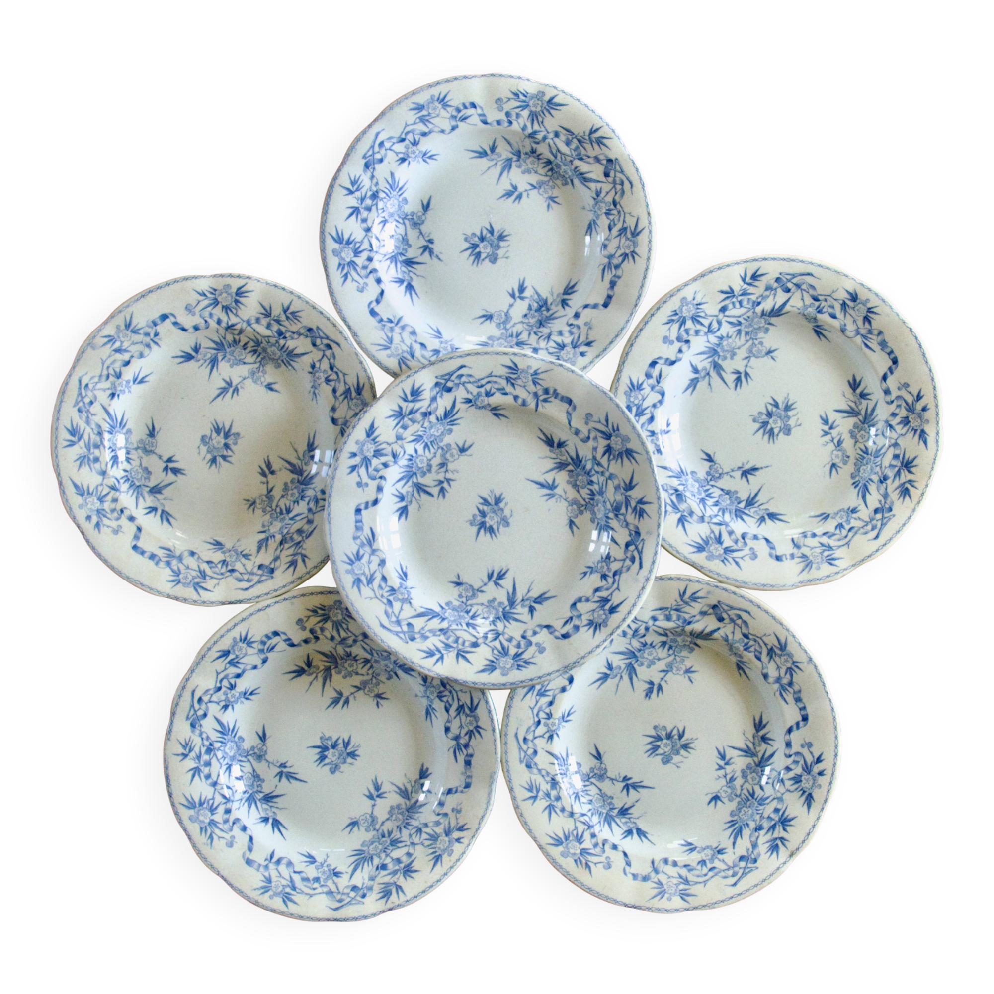 19th century Sarreguemines "Epine" ironstone plates - 6AC