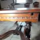 Breton dining room table with 2 extensions and 6 chairs with carved Breton characters
