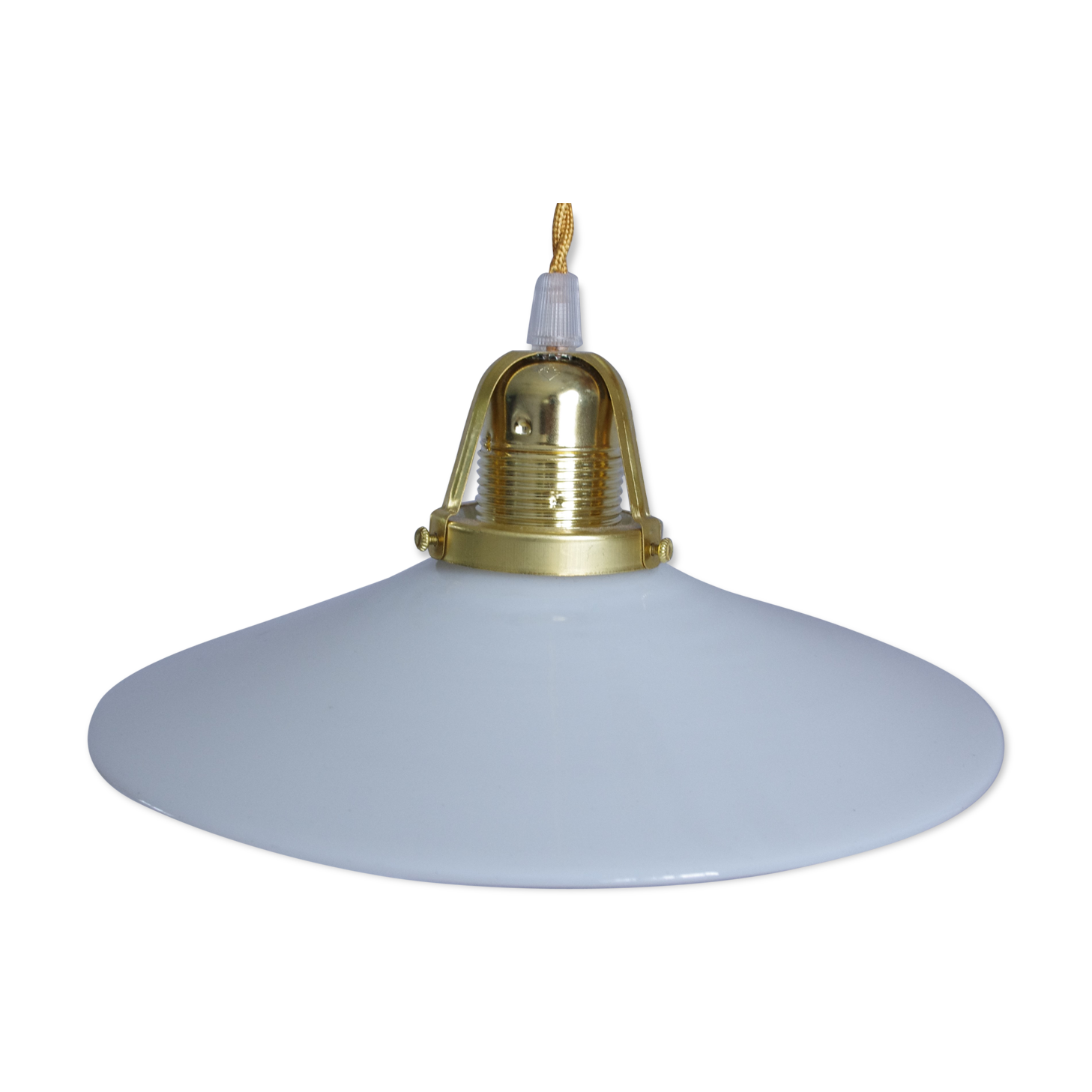 Flat opaline hanging lamp