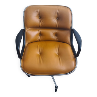 Fauteuil vintage Pollock knoll - cuir fauve