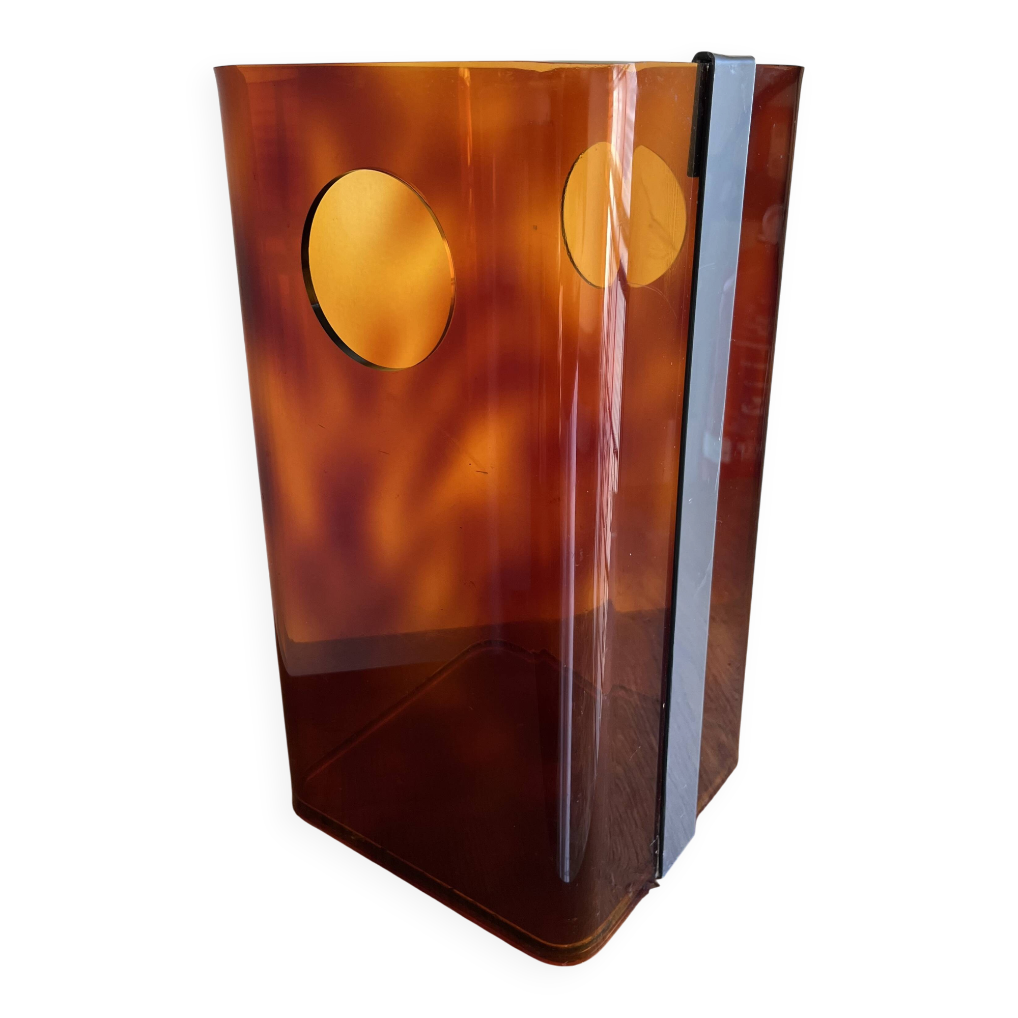 Miche Dumas paper bin in chrome tortoiseshell lucite 70 Roche and Bobois