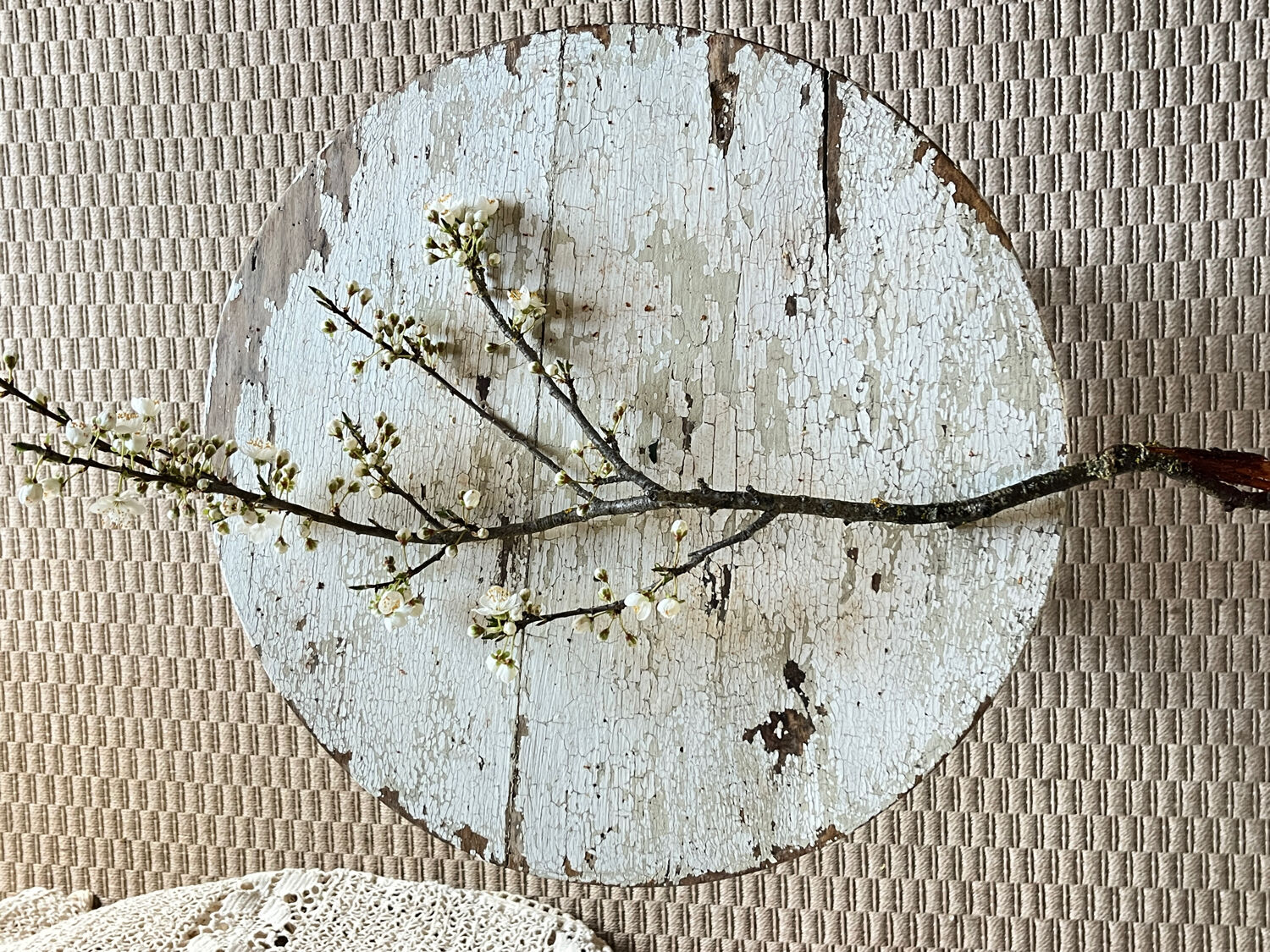 Small side table with an antique finish