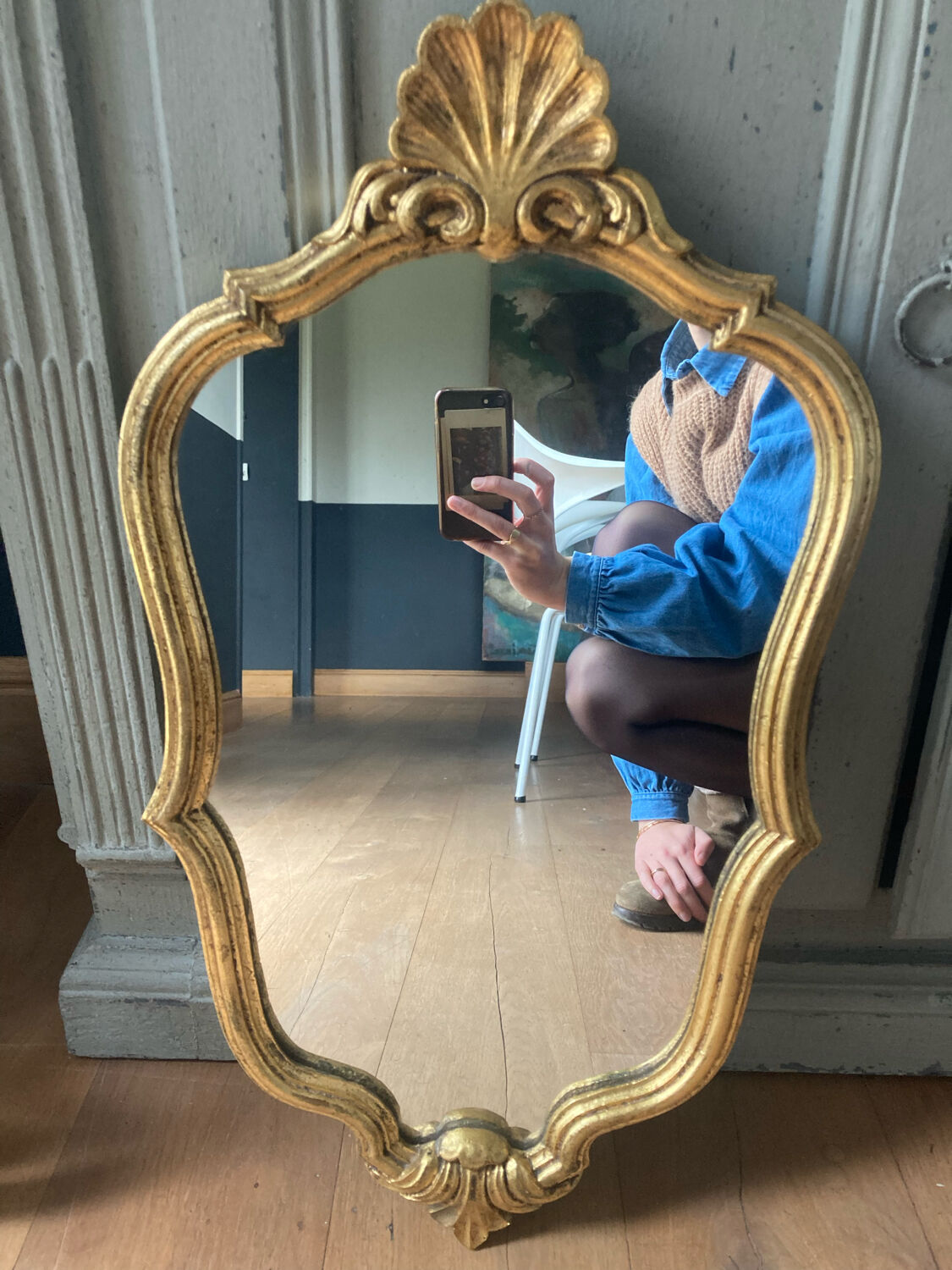 Golden mirror 58x34cm