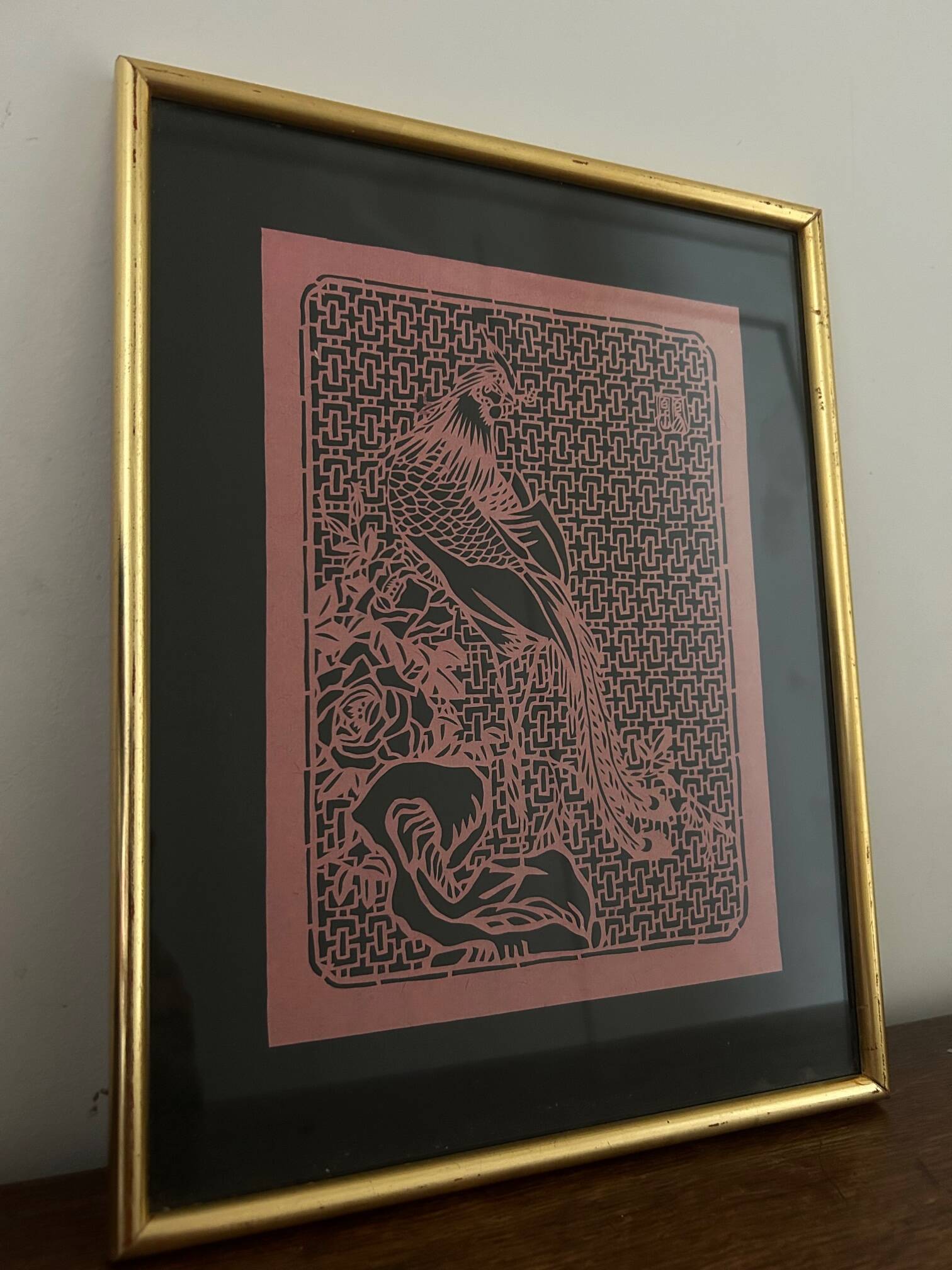 3 bird paintings in vintage Chinese cut paper