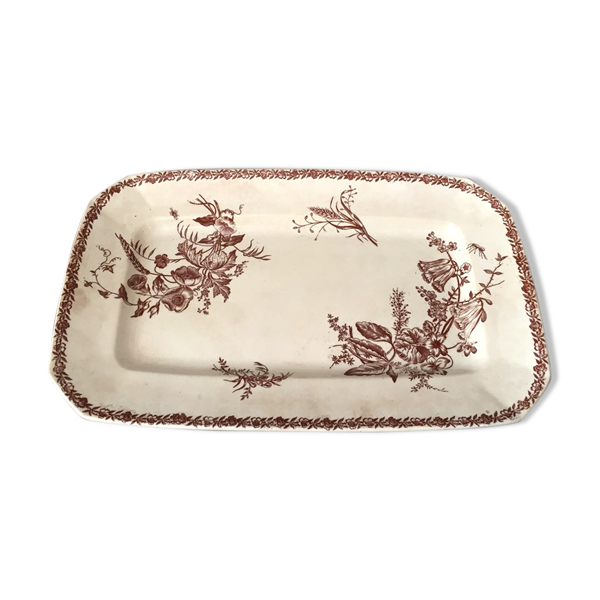 Plat rectangulaire faïence de pexonne fleurs des champs f.f