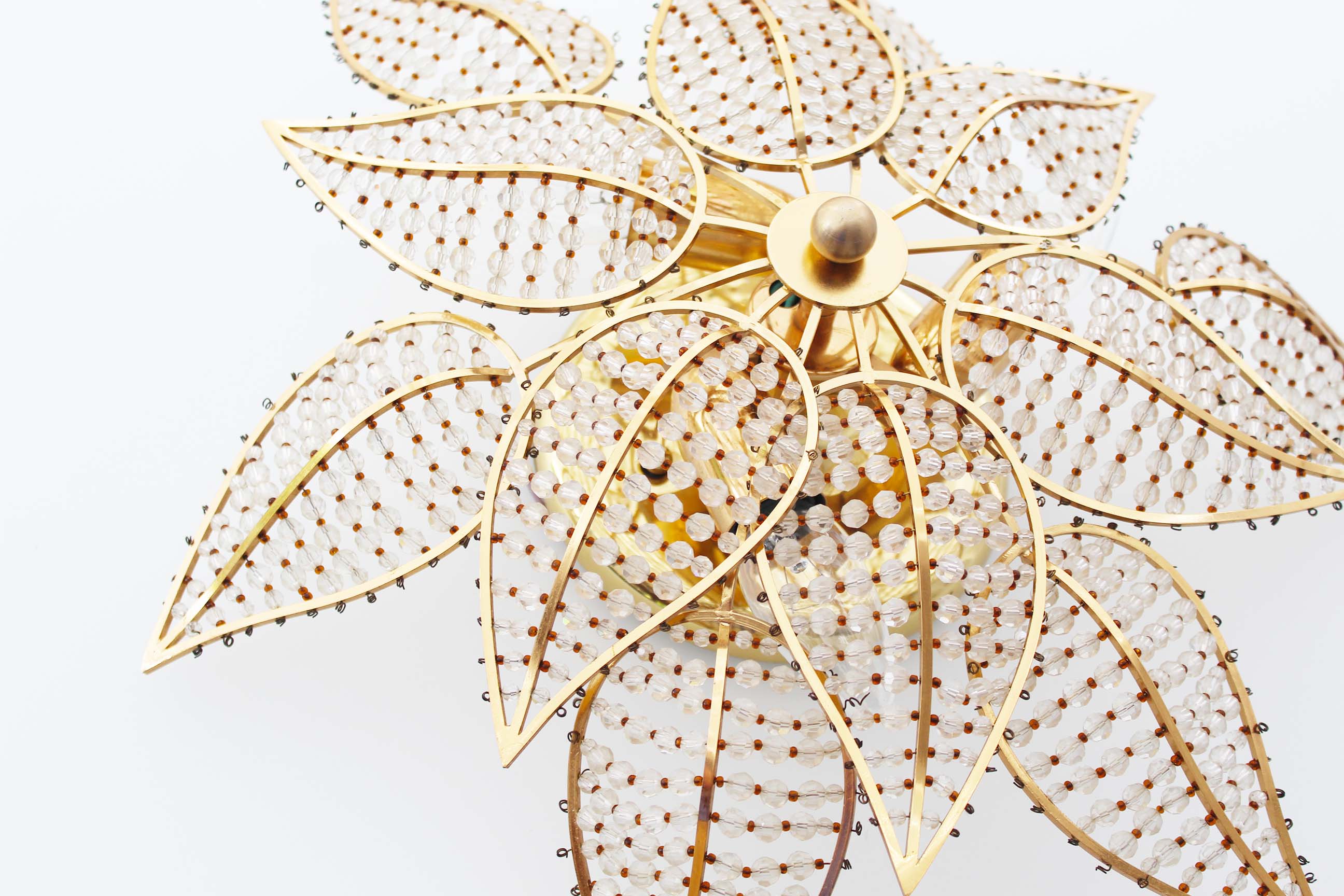 Brass and crystal flush mount ceiling or wall light by Palwa