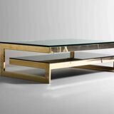 Table Basse Plaquée Or en Forme de G de Belgochrom, 1970s