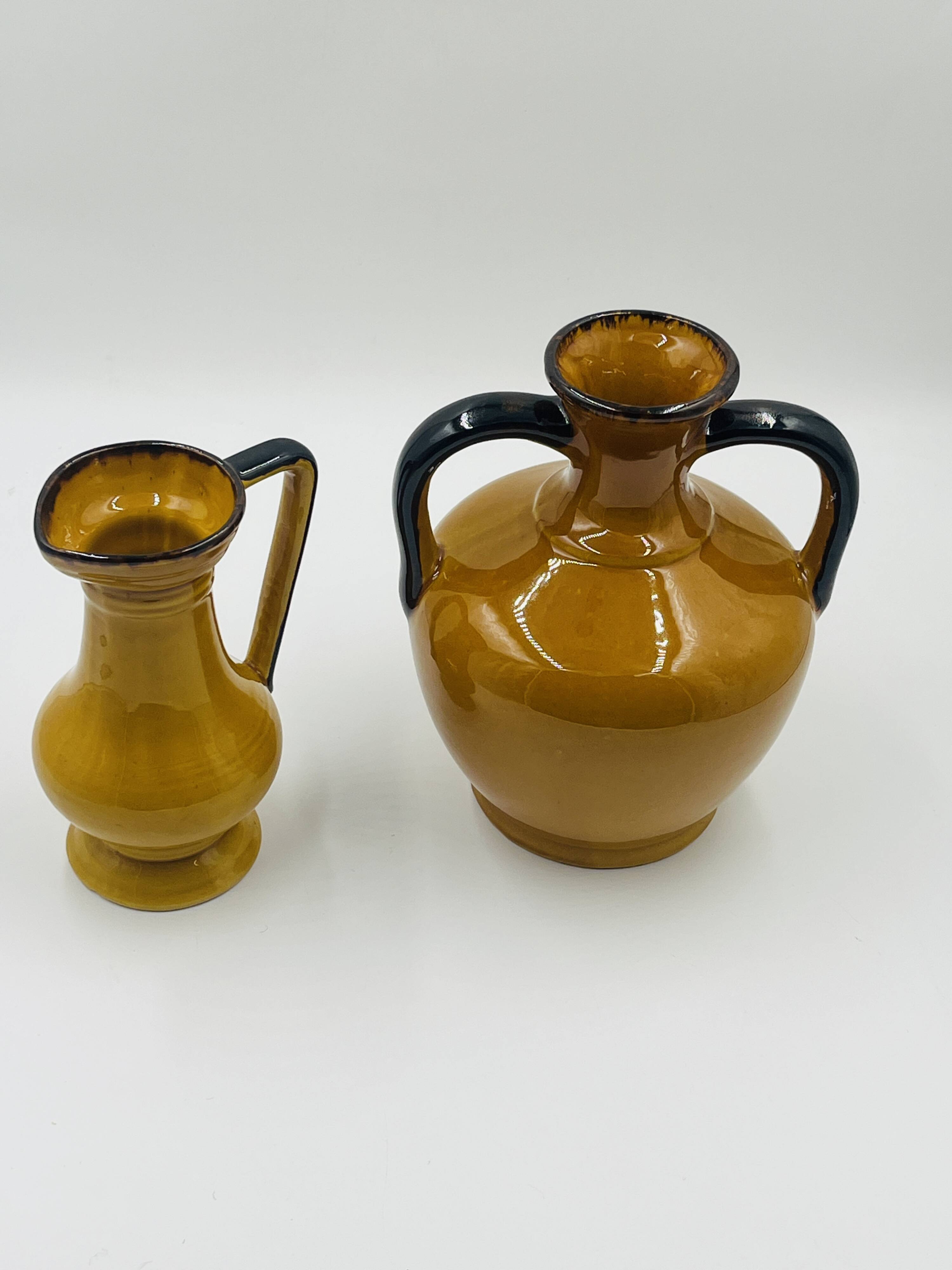Duo de Vases Vintage Coulobres en Céramique Ocre