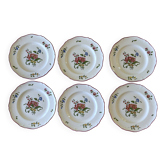 6 grandes assiettes plates anciennes en faïence de Saint-Amand (Nord)